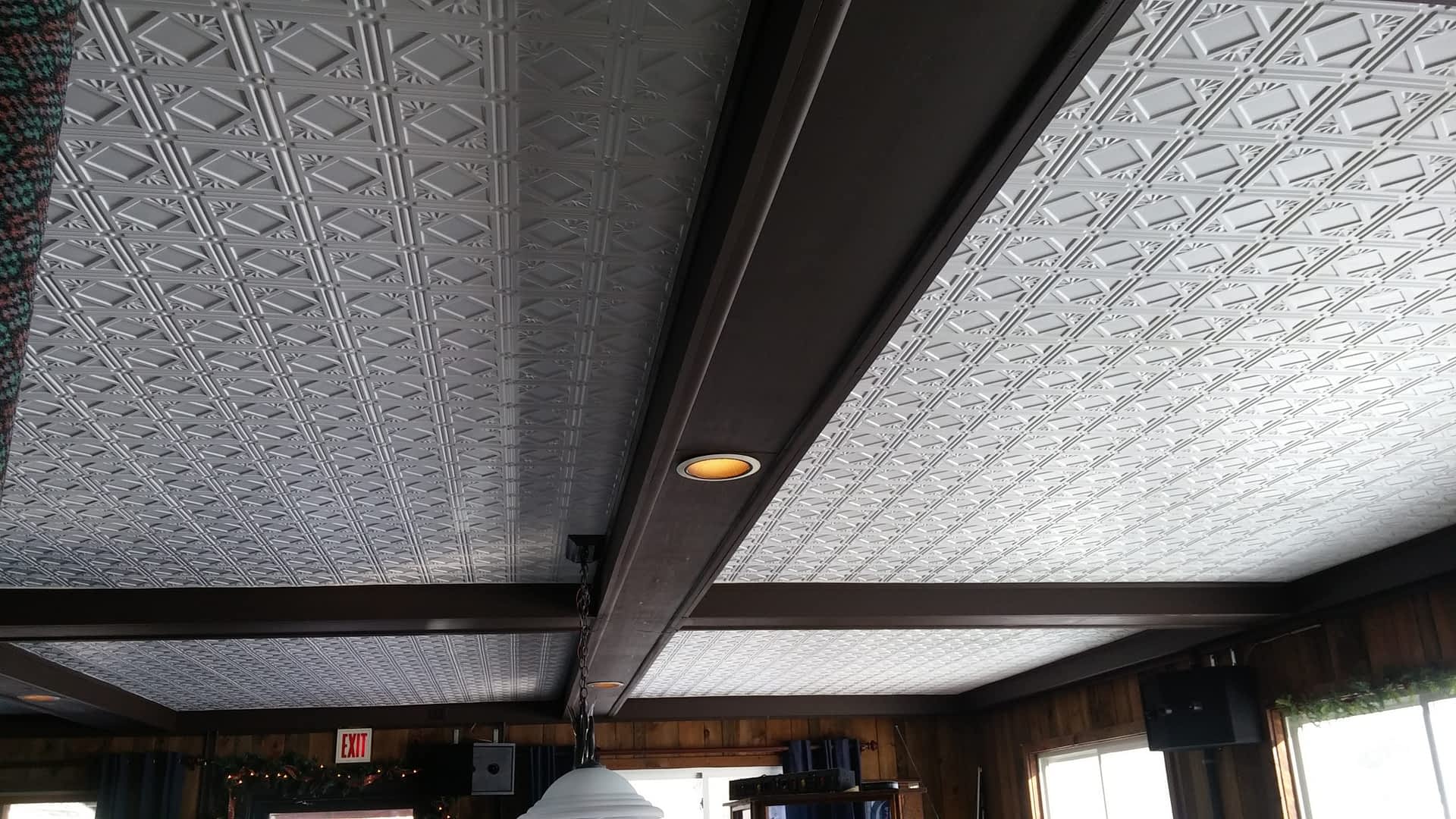 Faux Tin Ceiling Tile Pattern, How To Install Tin Ceiling Tiles Over Popcorn