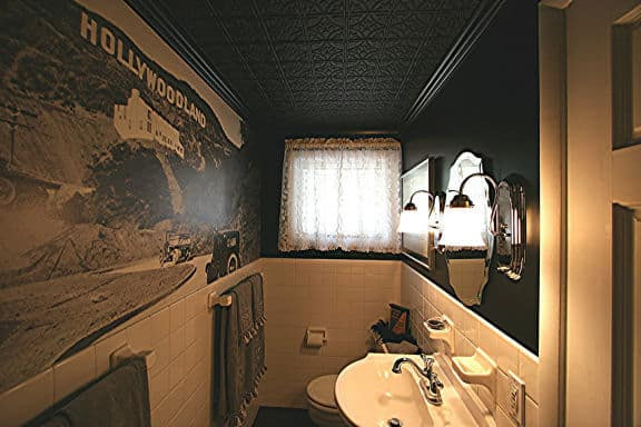 209 Black Faux Tin Ceiling Tiles In Bathroom Surfacingsolution